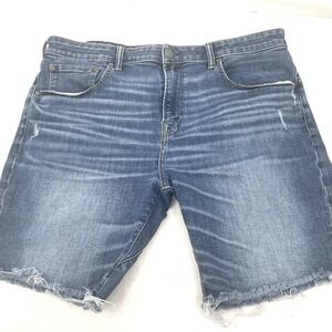 American Eagle Jean Shorts Mens 38 Blue AirFlex+ Distressed Ripped Cutoff